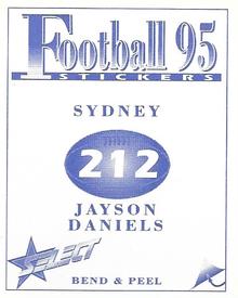 1995 Select AFL Stickers #212 Jayson Daniels Back